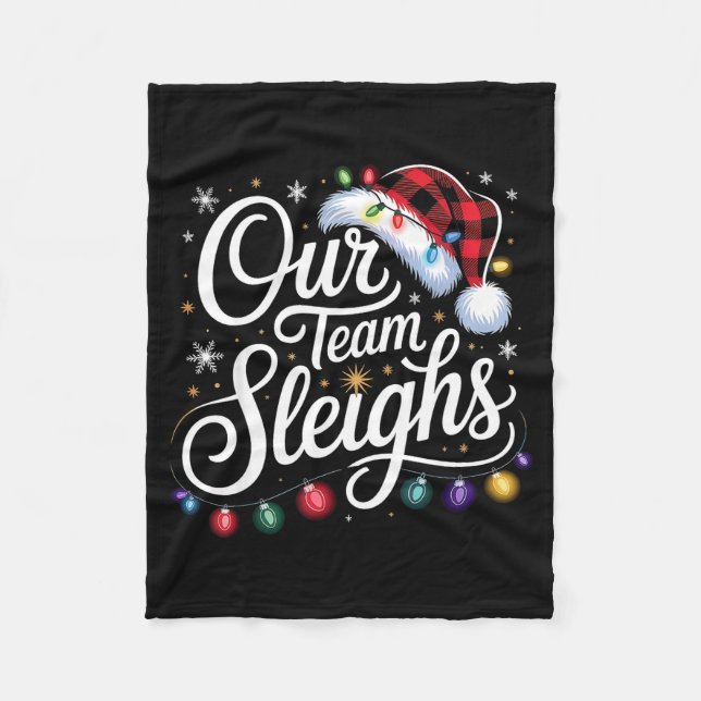 Couverture Polaire Our Team Sleighs Christmas Lights Red Santa Hat Xm (Devant)