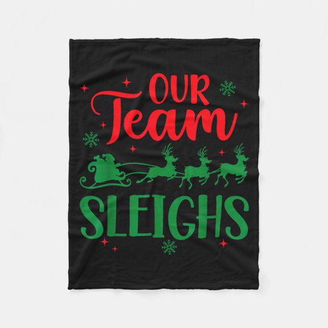 Couverture Polaire Our Team Sleighs Christmas Santa Reindeers Office  (Devant)