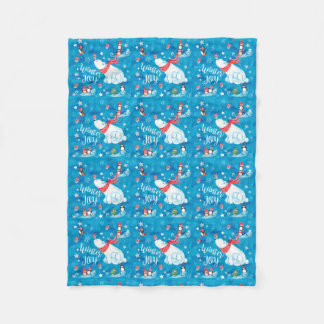 Couverture Polaire Ours blanc et pingouins de joie d'hiver dans la