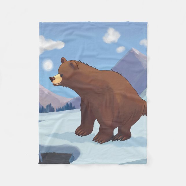 Couverture Polaire Ours Brown dans les montagnes (Devant)