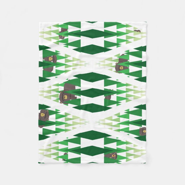 Couverture Polaire Ours cachés dans les arbres (Devant)