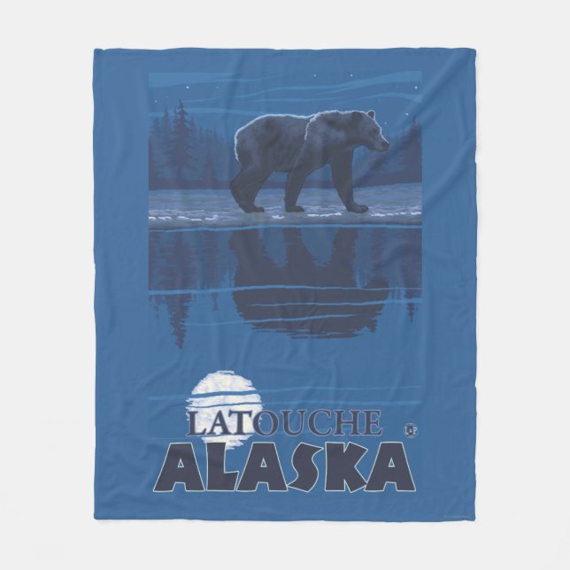 Couverture Polaire Ours dans le clair de lune - Latouche, Alaska (Devant)