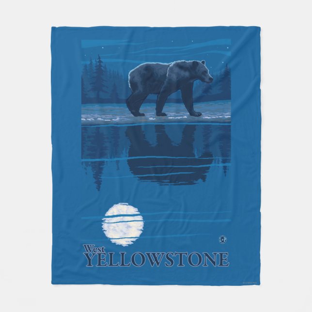 Couverture Polaire Ours dans le clair de lune - Yellowstone (Devant)