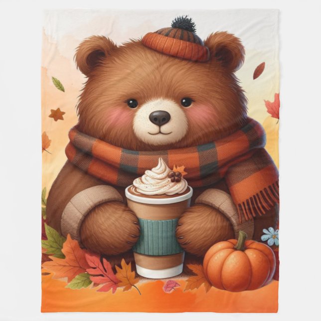 Couverture Polaire Ours d'automne rustique/vintage (Devant)