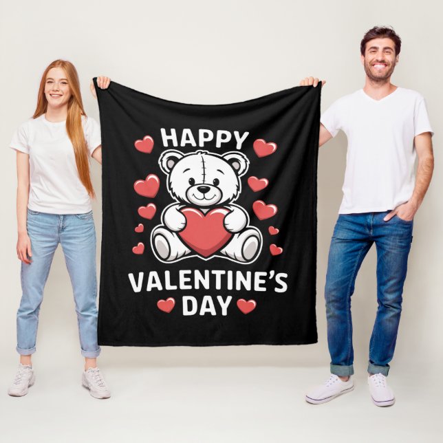 Couverture Polaire Ours de la Saint-Valentin Bonne journée vday  (En situation)