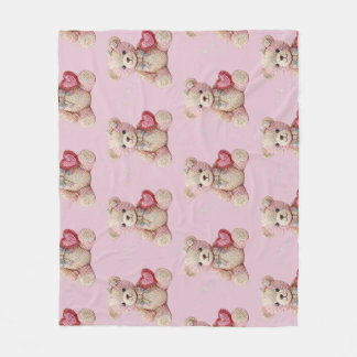 Couverture Polaire Ours de la Saint-Valentin en strass
