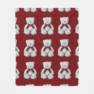 Couverture Polaire Ours de nounours mignon, dessin au crayon, pois