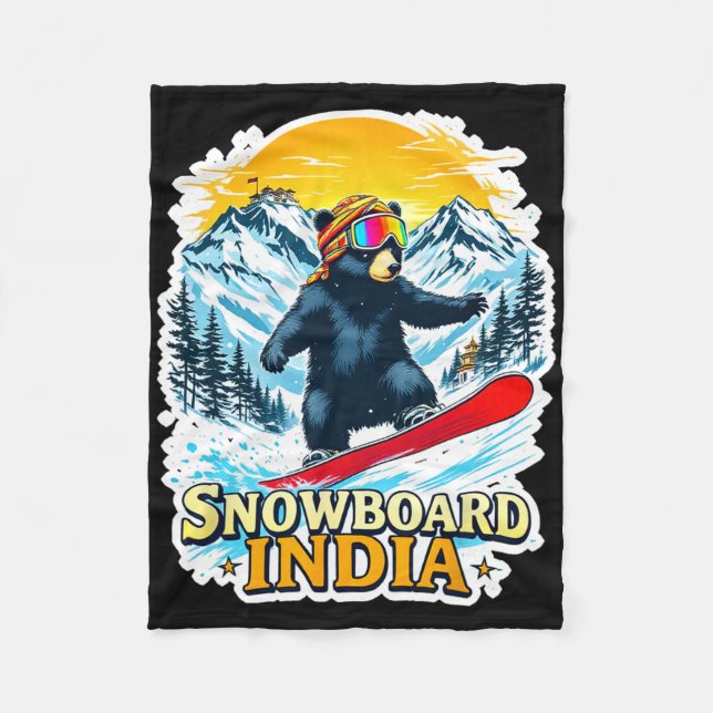 Couverture Polaire Ours De Snowboard En Inde Pittoresque (Devant)