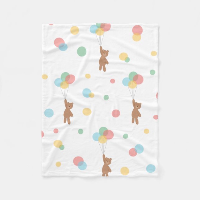 Couverture Polaire Ours en peluche avec ballons  (Devant)