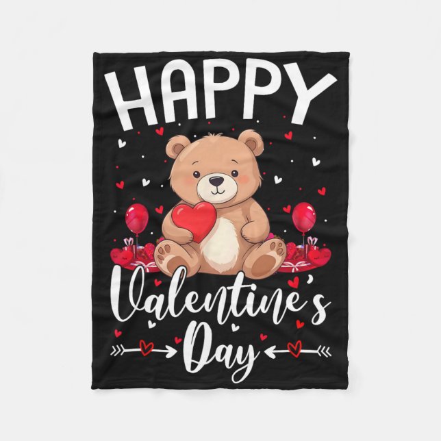 Couverture Polaire Ours Joyeuse Saint-Valentin Ours Mignon Avec Des C (Devant)