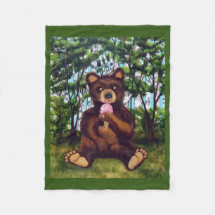 Couverture Polaire Ours Manger crème glacée bébé polaire