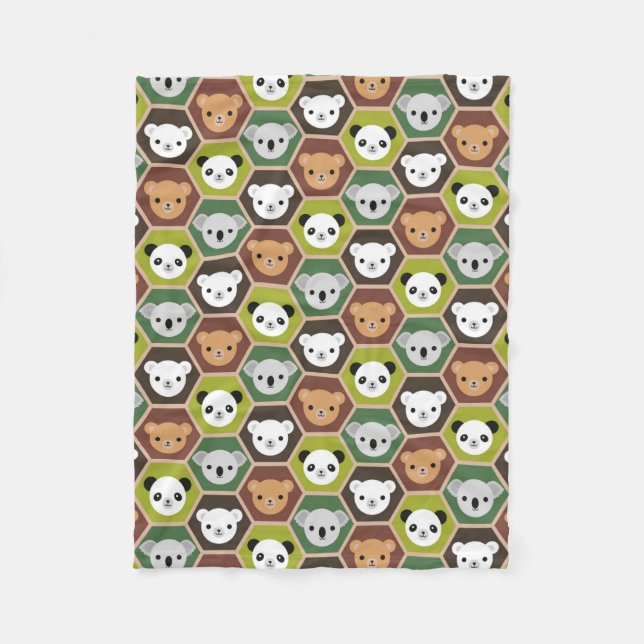 Couverture Polaire Ours mignons d'automne (Devant)