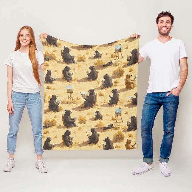 Couverture Polaire Ours Mignons En Cours D'Art Modèle Amusant D'Anima (En situation)