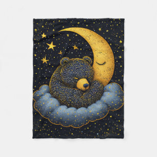 Couverture Polaire 🐻 Ours niché dans des nuages duveteux Douillet