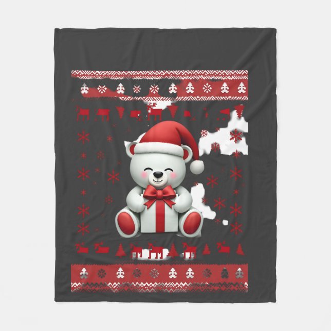Couverture Polaire Ours Noël Noël (5) (Devant)