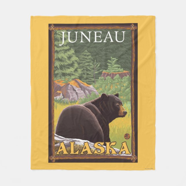 Couverture Polaire Ours noir dans la forêt - Juneau, Alaska (Devant)
