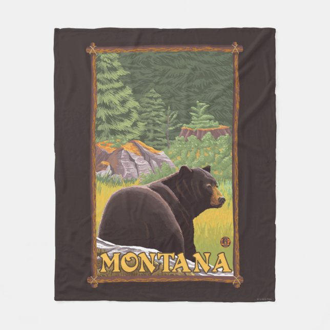 Couverture Polaire Ours noir dans la forêt - Montana (Devant)