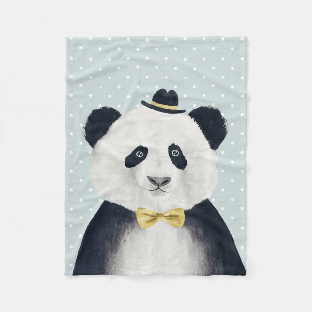 Couverture Polaire Ours panda d'aquarelle (Devant)