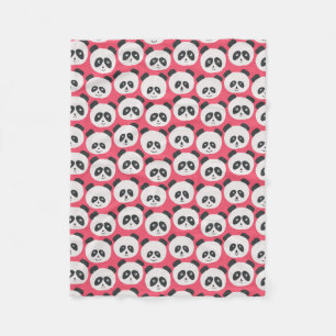 Couverture Polaire Ours panda de roses pâles
