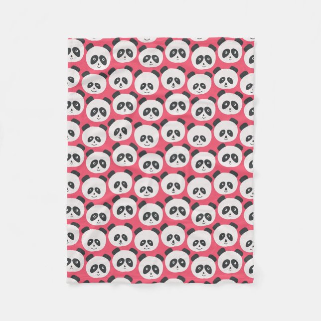 Couverture Polaire Ours panda de roses pâles (Devant)