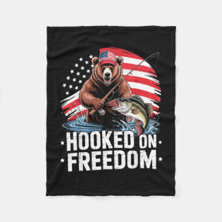 Couverture Polaire Ours patriote pêche américain accro à la liberté