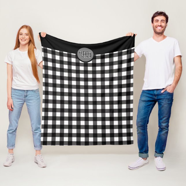 Couverture Polaire Ours Plaid Noir Blanc (En situation)