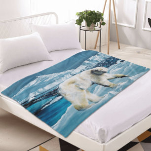 Couverture Polaire Ours polaire arctique bleu
