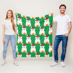 Couverture Polaire Ours polaire Noël chapeau de Noël mignon motif ver