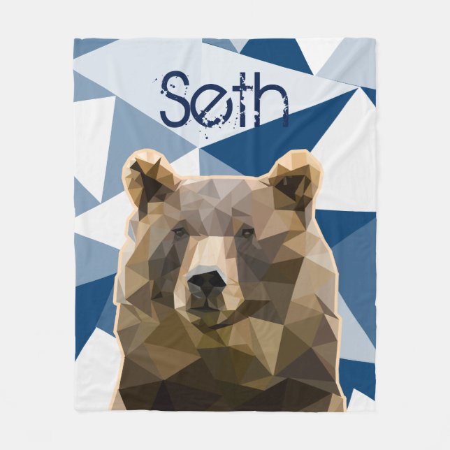 Couverture Polaire Ours polygone personnalisé (Devant)