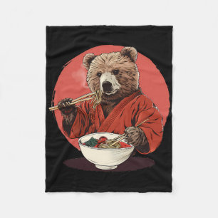 Couverture Polaire Ours Ramen Kimono Karate Noodles japonais Ours Ram