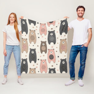 Couverture Polaire Ourson mignon - Douce forêt de pastel (1)