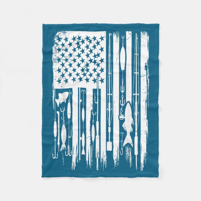 Couverture Polaire Outdoor Fishing American Flag Fisherman Fish Lover (Devant)