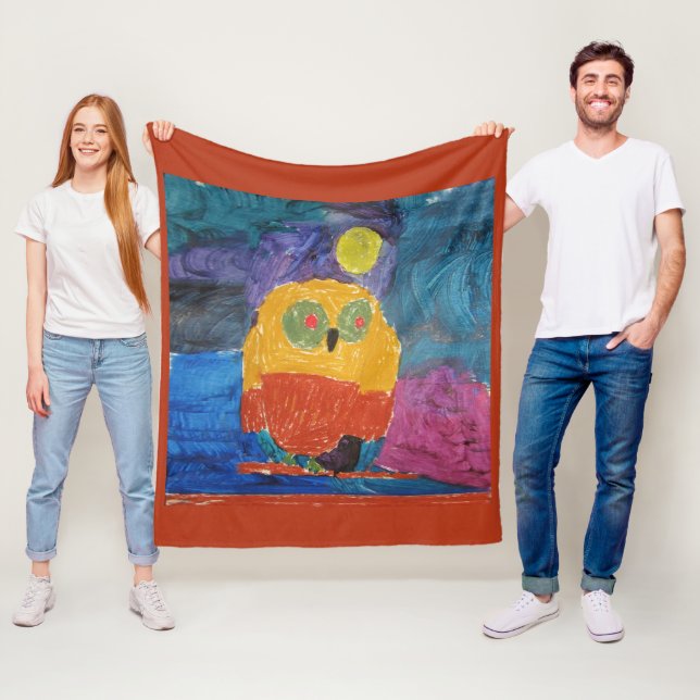 Couverture Polaire Owl Bird "Art by Kids" (En situation)
