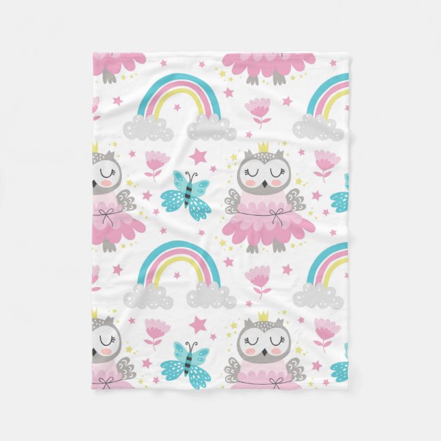 Couverture Polaire Owl Crown Rainbow Blanket: A Cozy Embrace (Devant)