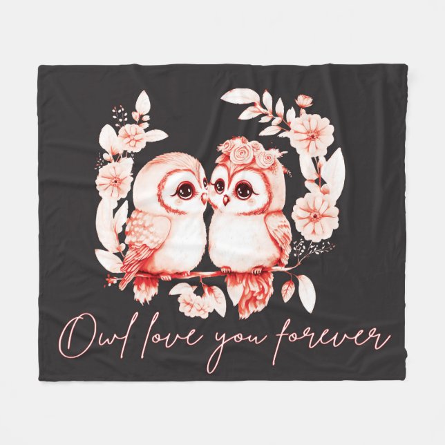 Couverture Polaire Owl t'aime pour toujours (Devant (Horizontal))