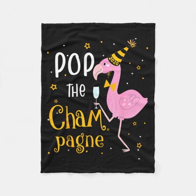 Couverture Polaire P The Champagne It's New Year! Funny Flamingo Drin (Devant)