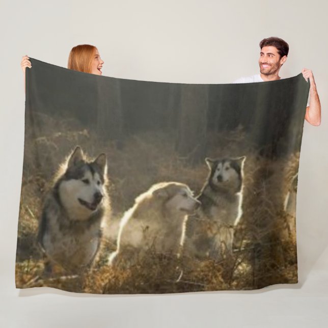 COUVERTURE POLAIRE PACK DE LOUPS (En situation)