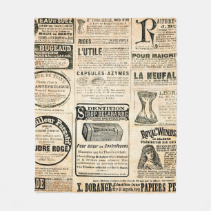 Couverture Polaire Page de journal avec publicité - Vintage engrave