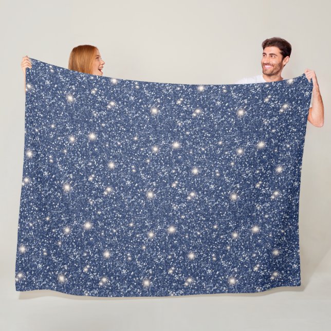 Couverture Polaire Paillettes Bleu Profond  (En situation)