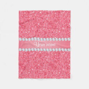 Couverture Polaire Paillettes et diamants roses de Faux