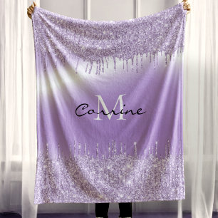 Couverture Polaire Paillettes métalliques violet pourpre Monogram
