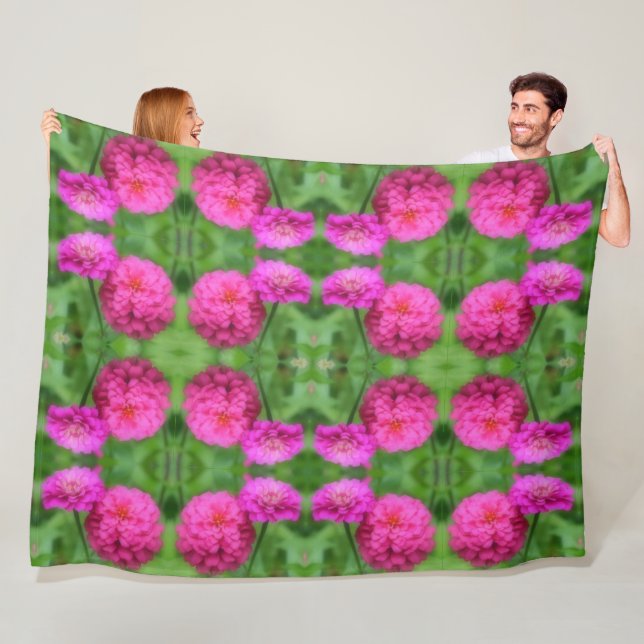 Couverture Polaire Paire de fleurs rose Zinnia Abstrait (En situation)