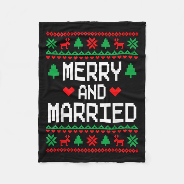 Couverture Polaire Paires de joyeux couples mariés en pull de Noël la (Devant)