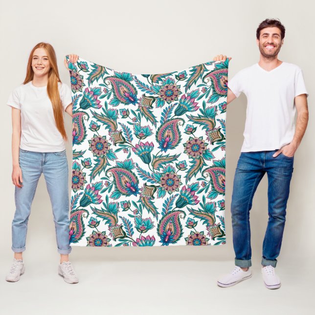 Couverture Polaire Paisley ethnique coloré motif (En situation)