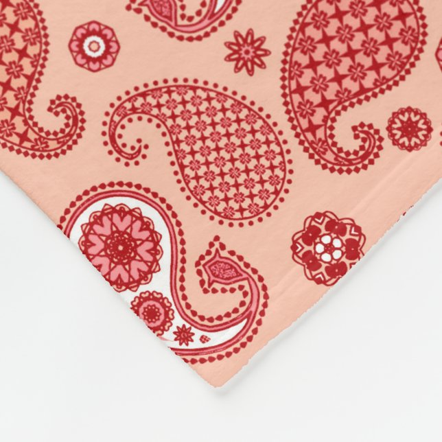 Couverture Polaire Paisley Motif, Shades of Coral Orange (Coin)