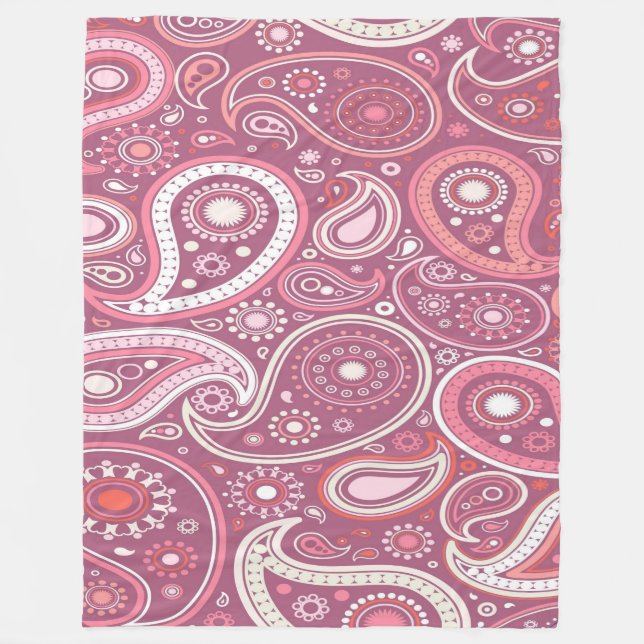 Couverture Polaire Paisley rose et blanc Paisley (Devant)