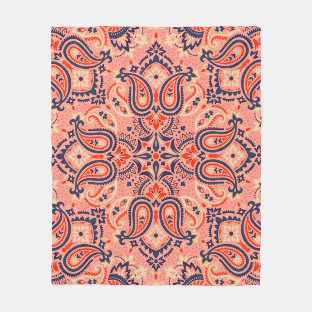 Couverture Polaire Paisley sans couture : design motif vintage. (Devant)