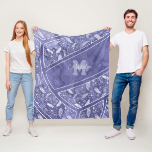 Couverture Polaire paislies plumes fleurs motif lilas volleyball