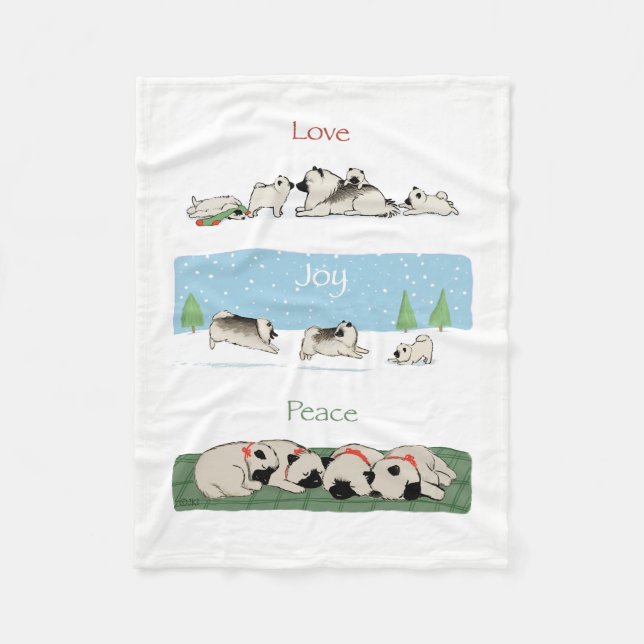 Couverture Polaire Paix de joie d'amour de Keeshond (Devant)