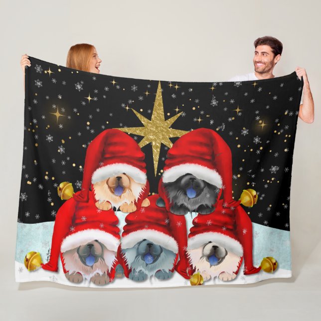 Couverture Polaire PAIX SUR TERRE  5 chows Plaid en Laine (En situation)